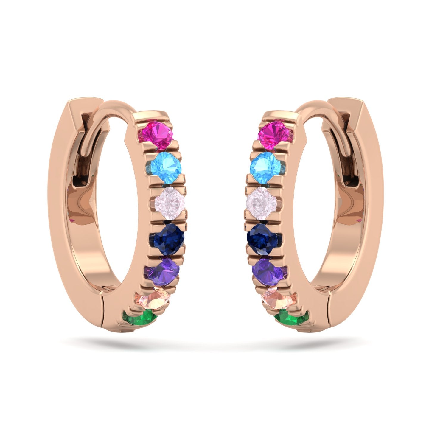 Rainbow Sapphire Hoop Earrings