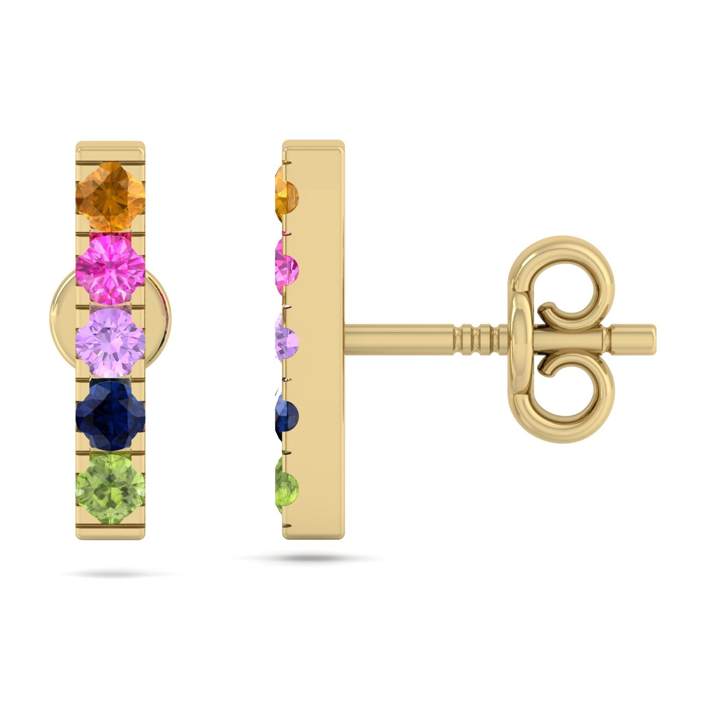 Rainbow Sapphire Bar Studs