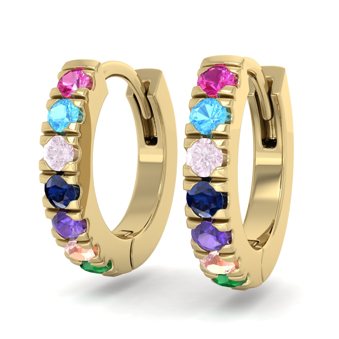 Rainbow Sapphire Hoop Earrings