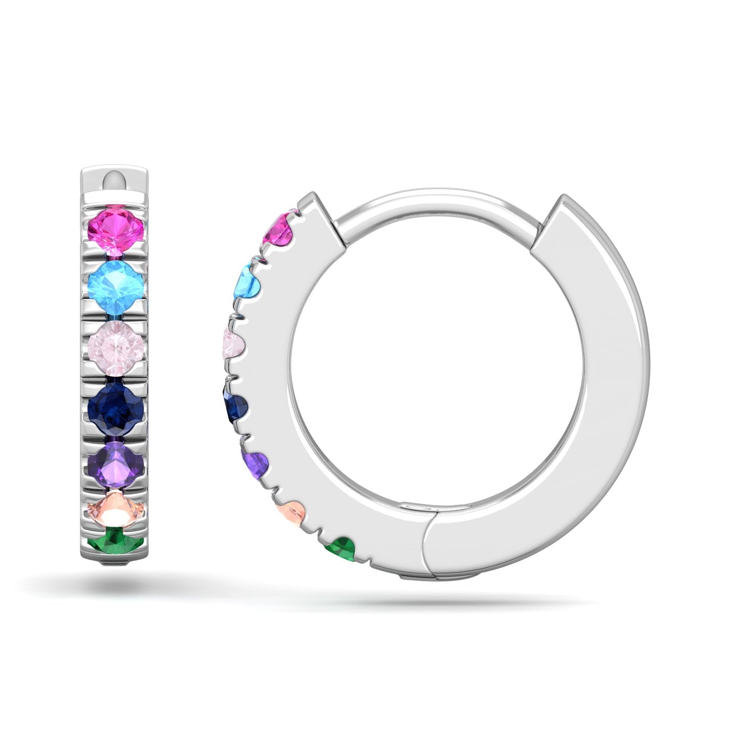 Rainbow Sapphire Hoop Earrings