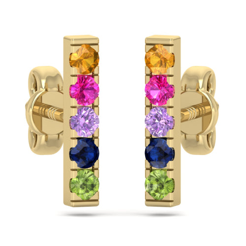 Rainbow Sapphire Bar Studs