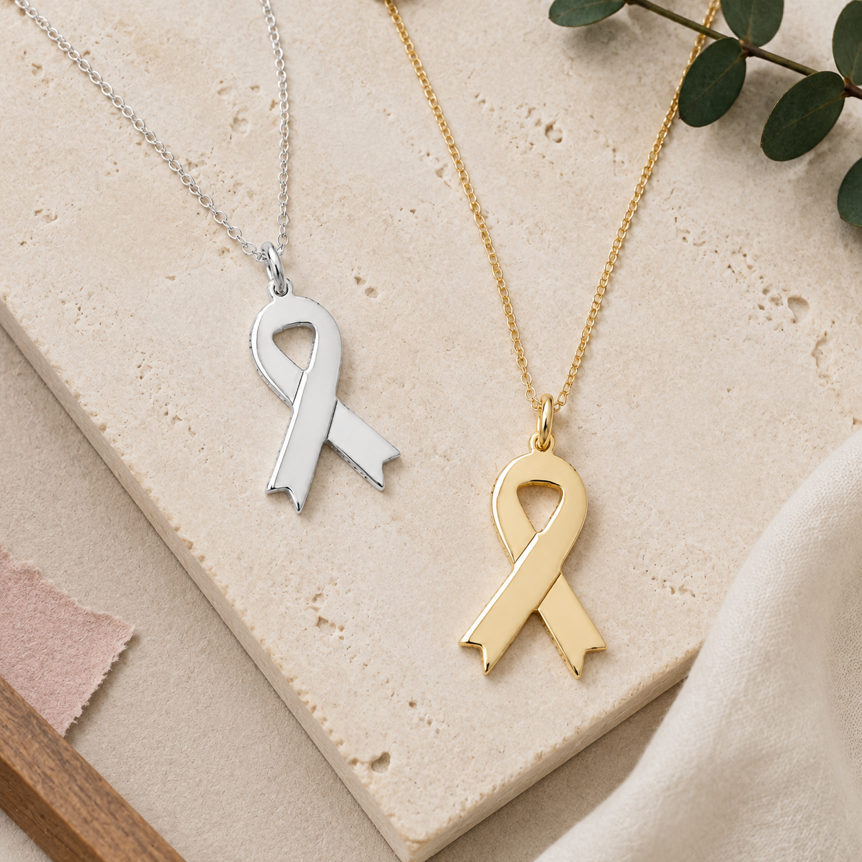 Awareness Ribbon Necklace – Sterling Silver Support Pendant