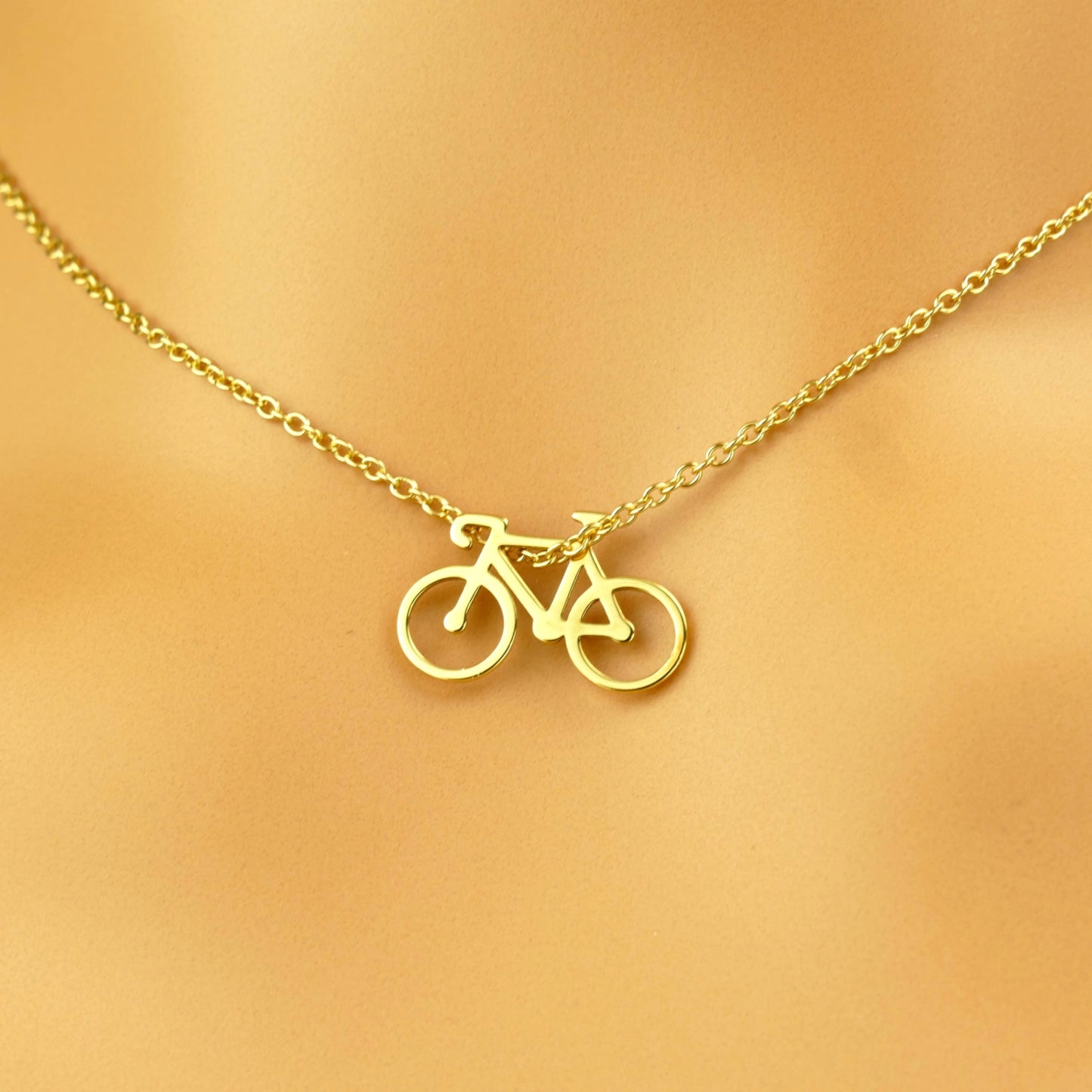 Model wearing the cycling necklace