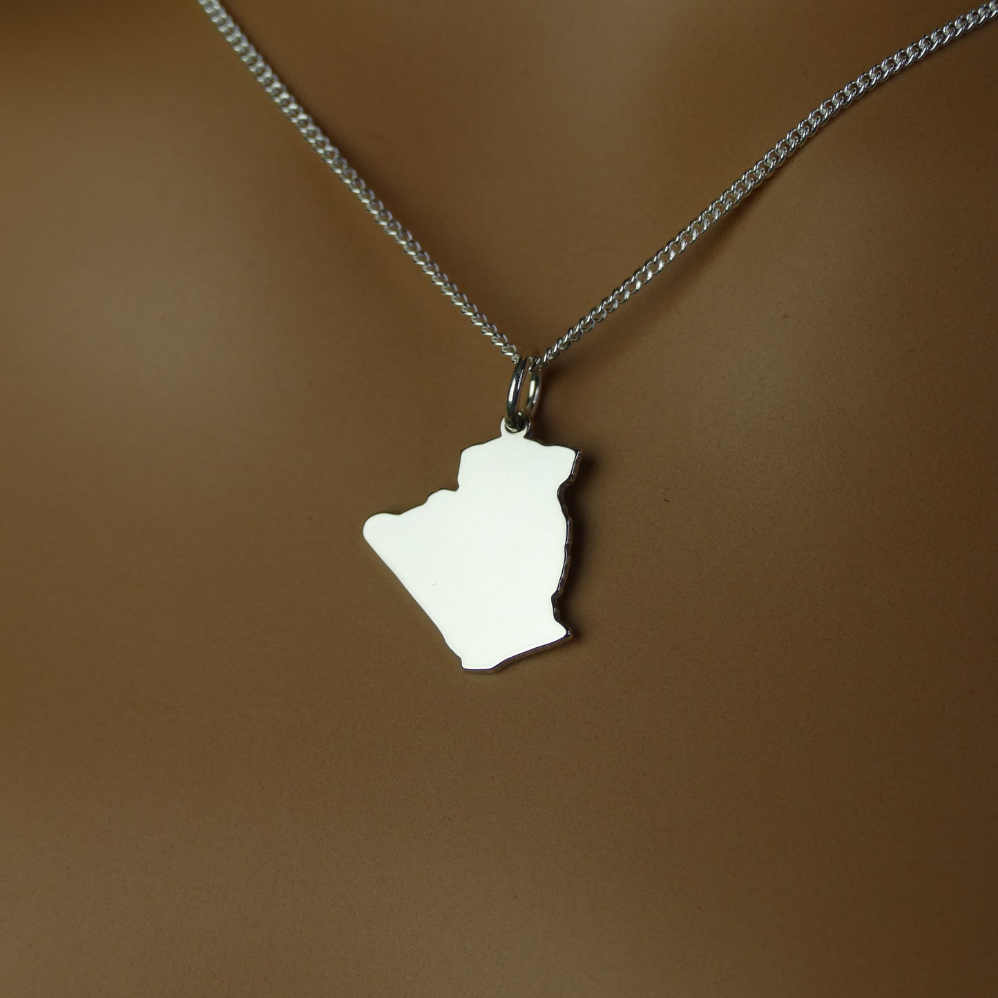 Algeria Map Necklace – Sterling Silver Algerian Heritage Pendant by Apsley & Heron