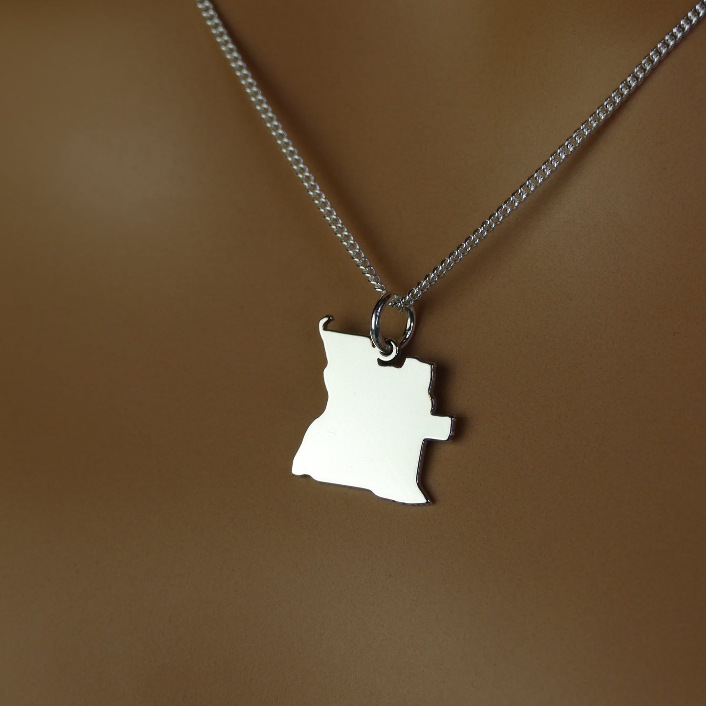 Angola Map Necklace – Sterling Silver Angolan Heritage Pendant by Apsley & Heron