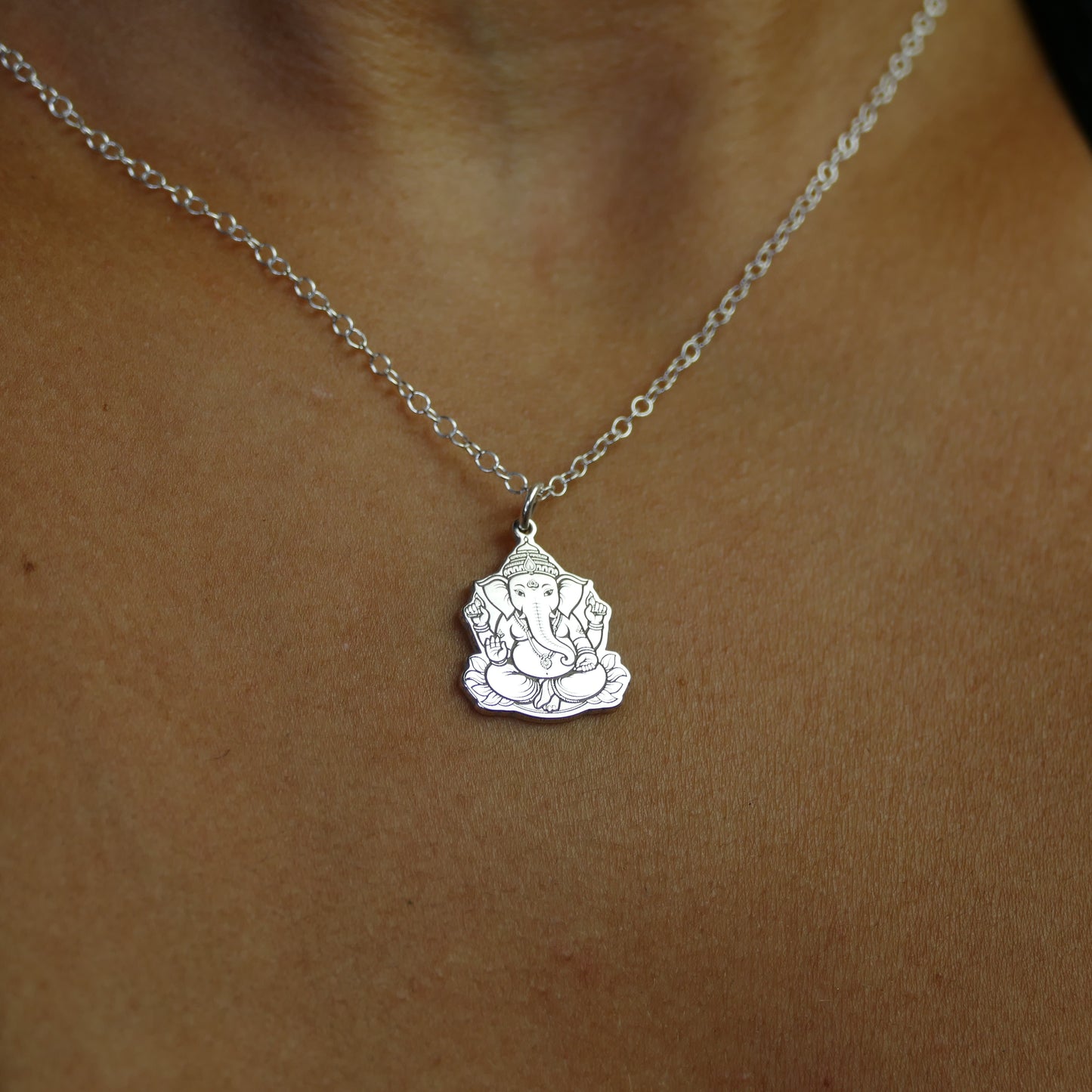 Ganesh Necklace – 925 Sterling Silver Ganesha Symbol Pendant by Apsley and Heron