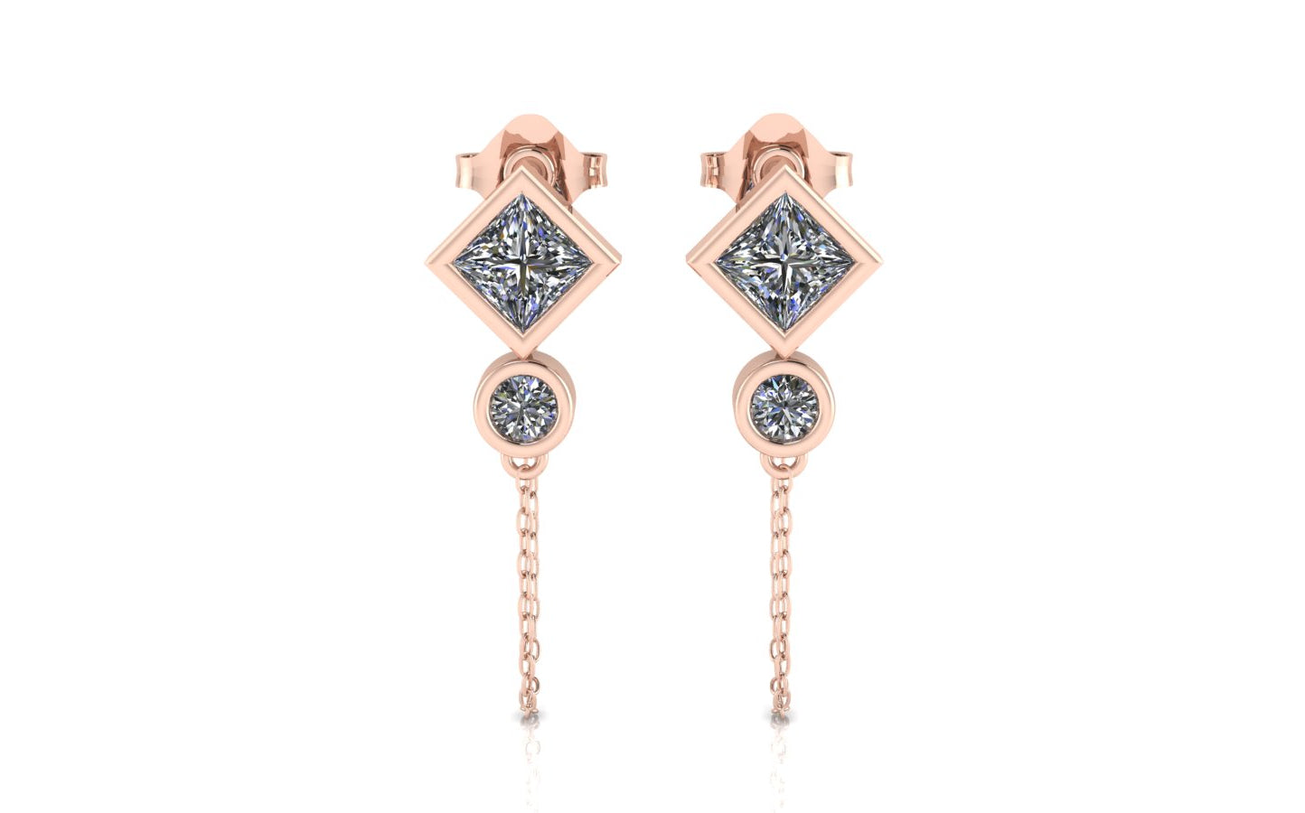 Diamond Circle Short Chain Earrings