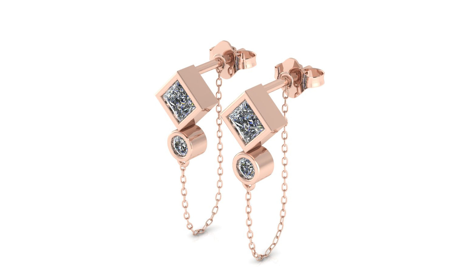 Diamond Circle Short Chain Earrings
