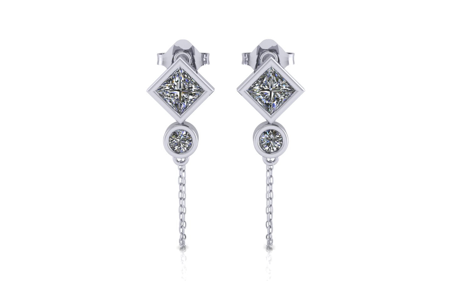 Diamond Circle Short Chain Earrings