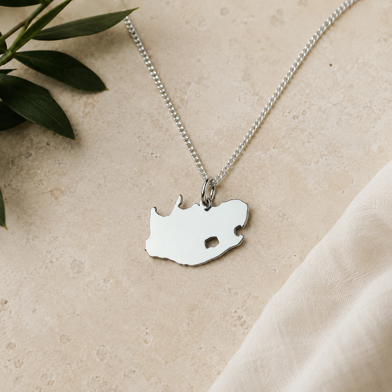 South Africa Map Necklace – Sterling Silver South African Pendant by Apsley & Heron