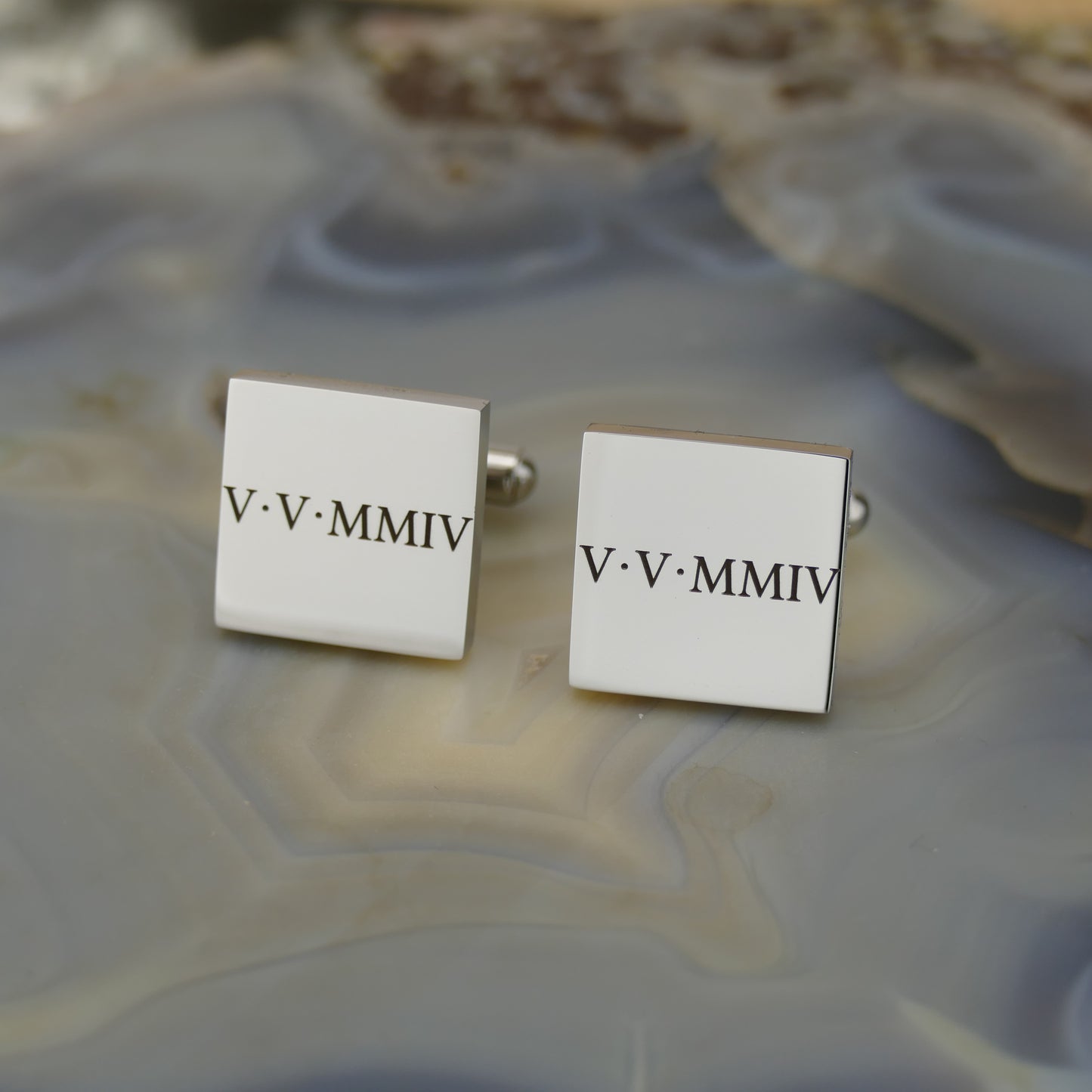 Custom Date Wedding Cufflinks with Roman Numerals
