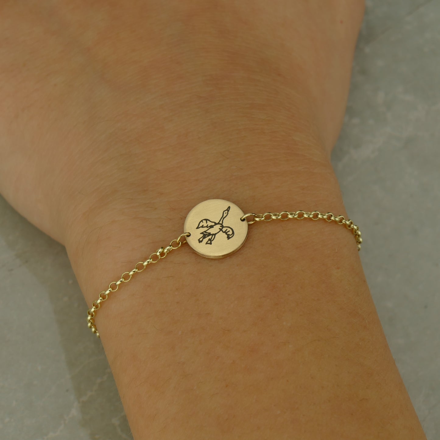 Custom Engraved 9ct Gold Bracelet for Drawings or Handwriting