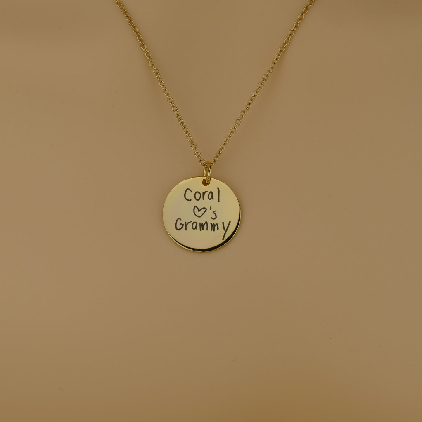 Custom engraved necklace with actual handwriting