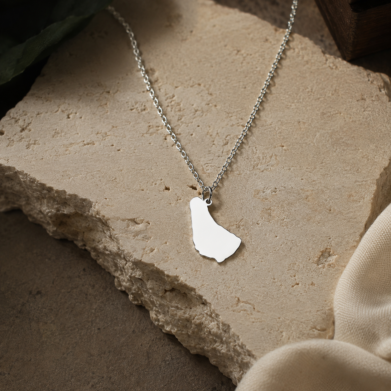 Barbados Map Necklace – Sterling Silver Barbados Pendant by Apsley & Heron