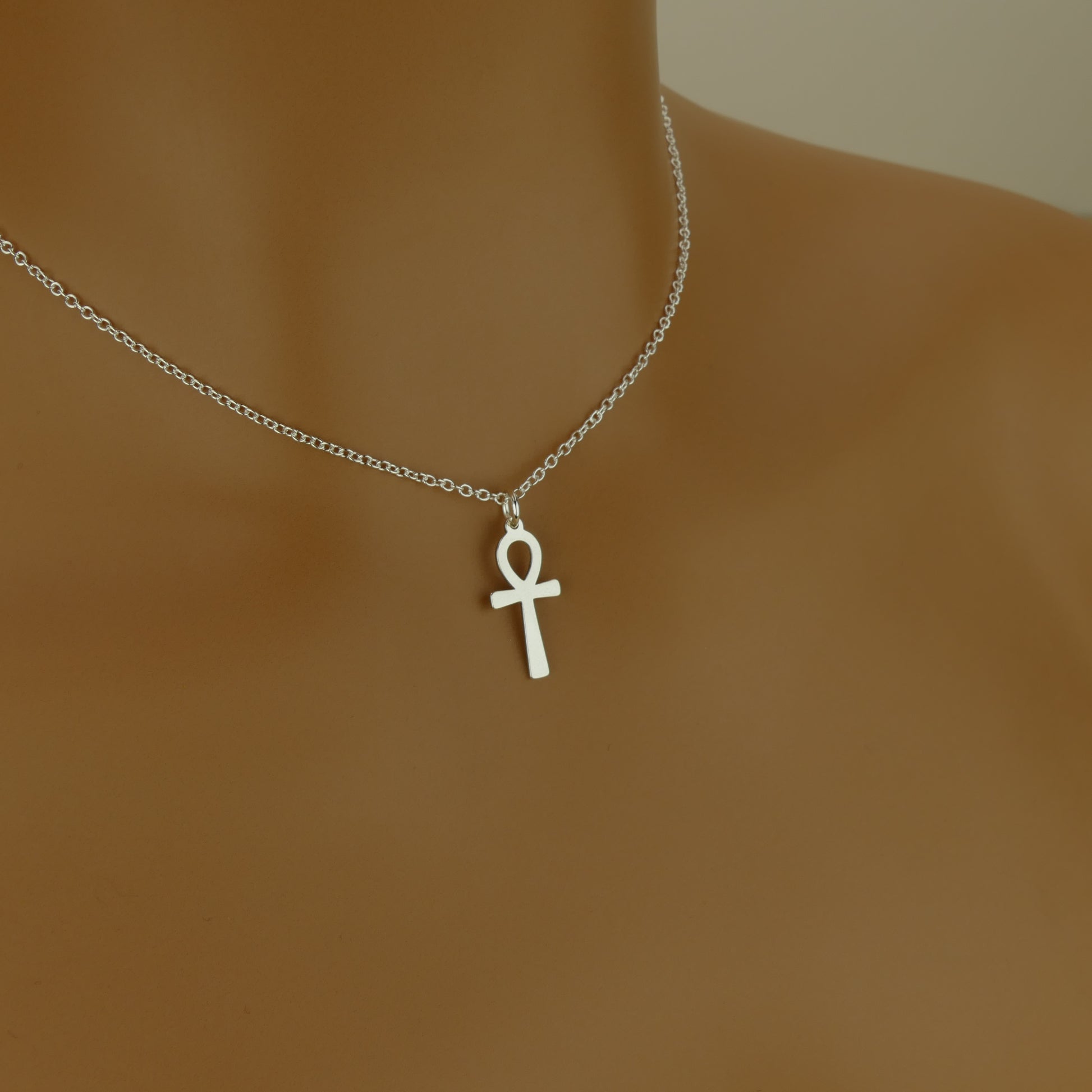 Egyptian Ankh Necklace in Sterling Silver by Apsley and Heron