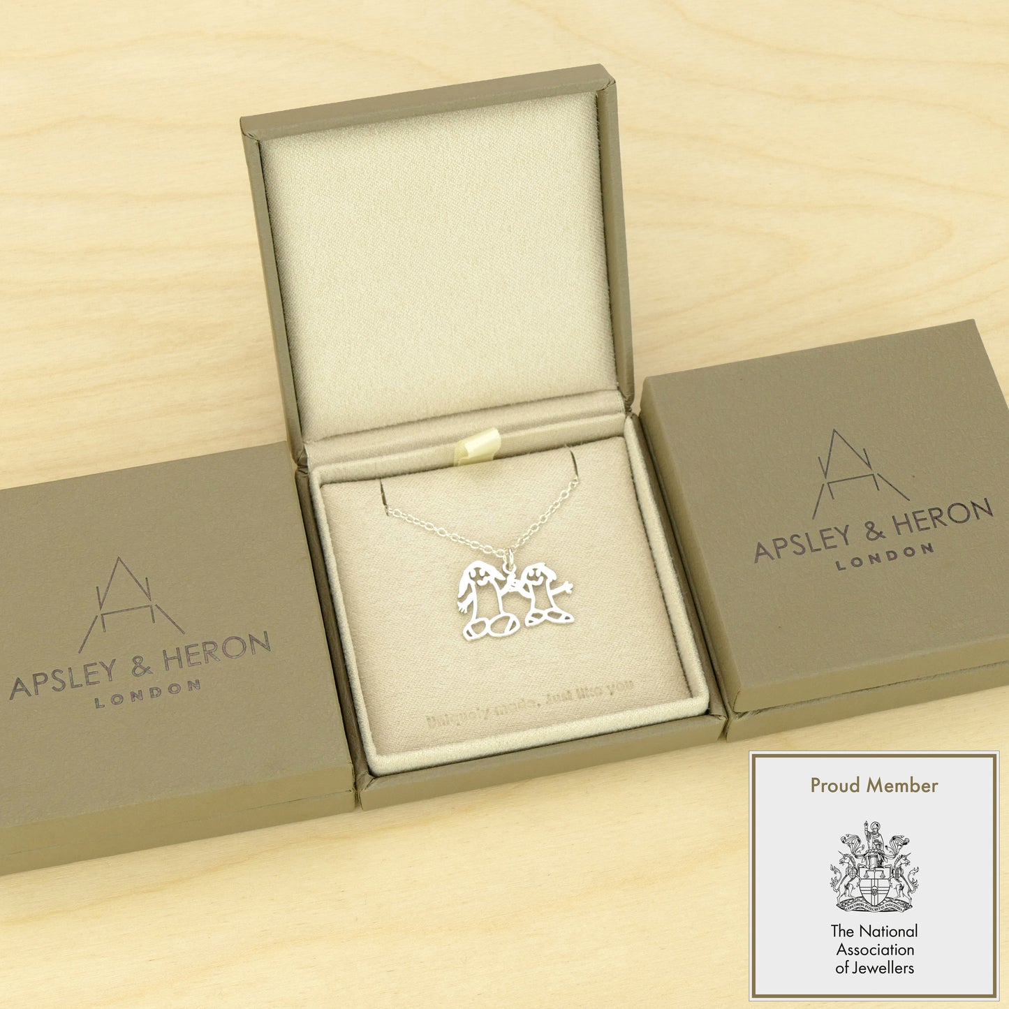 Gift-Ready Custom Kids Artwork Necklace in Apsley & Heron Packaging