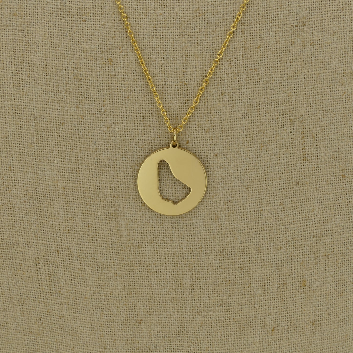 9ct Gold Barbados Map Pendant Necklace by Apsley & Heron