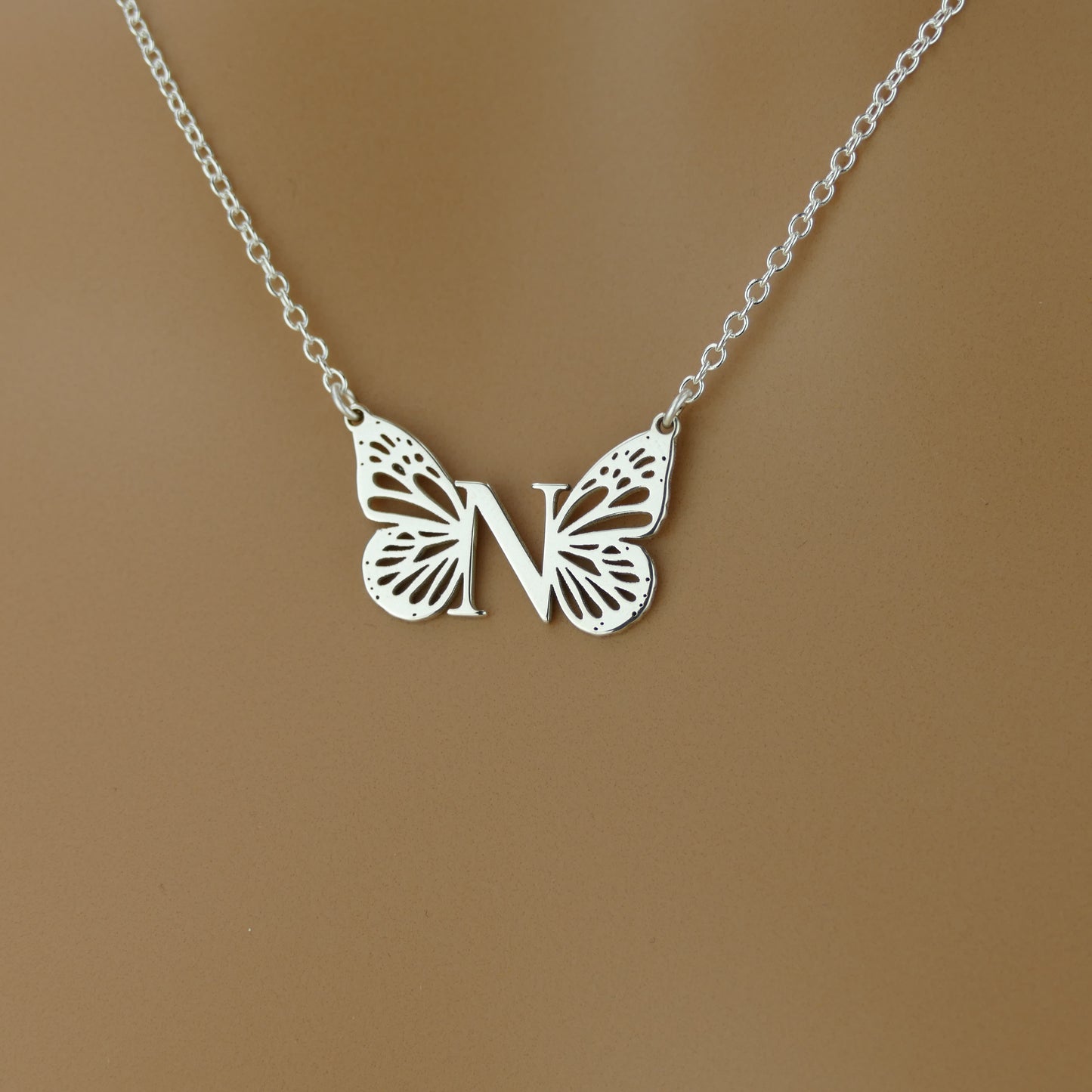 Handcrafted Butterfly Initial Necklace from London Workshop