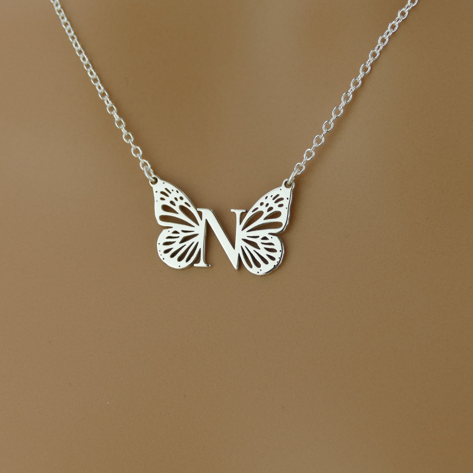 Handcrafted Butterfly Initial Necklace from London Workshop