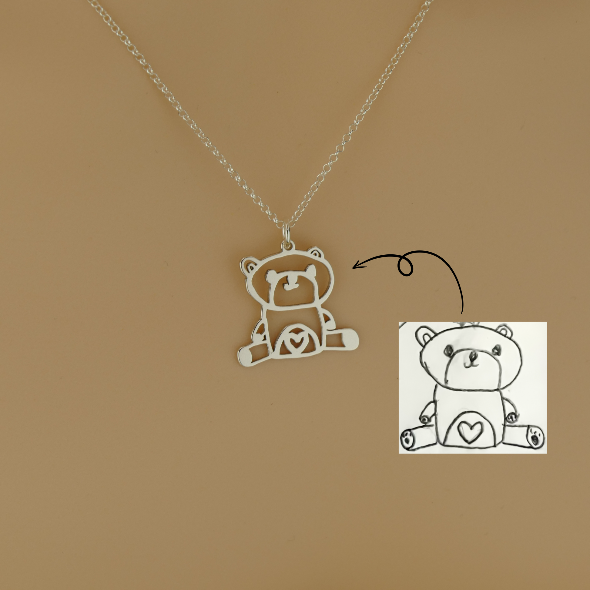 Handcrafted Kids Drawing Necklace from London Workshop