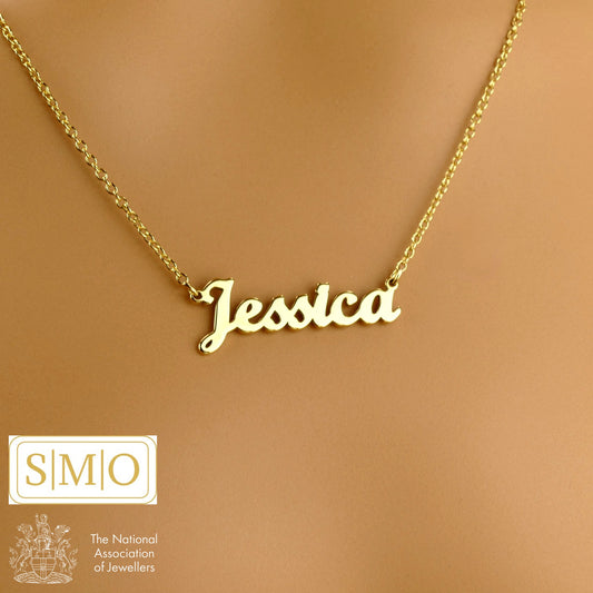 Handmade 9ct Gold Personalised Name Necklace by Apsley and Heron