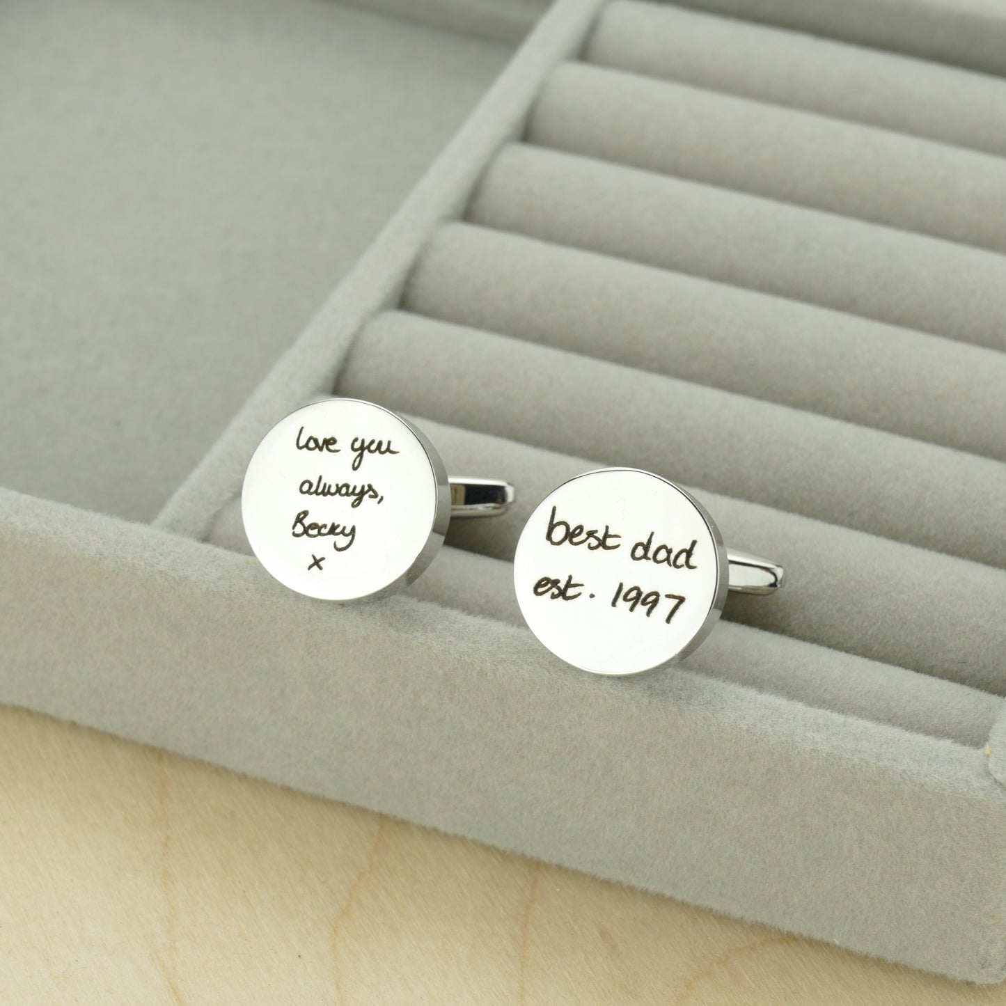 Keepsake Handwriting Cufflinks in Stainless Steel