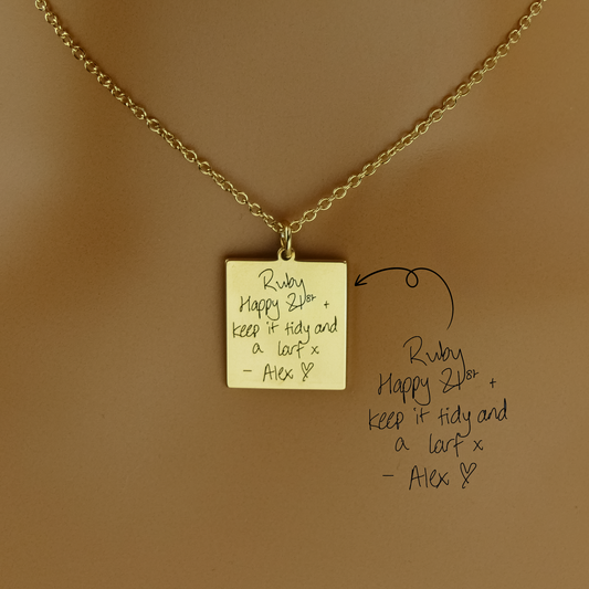 Handwriting Engraved Necklace with 18ct Gold Plating
