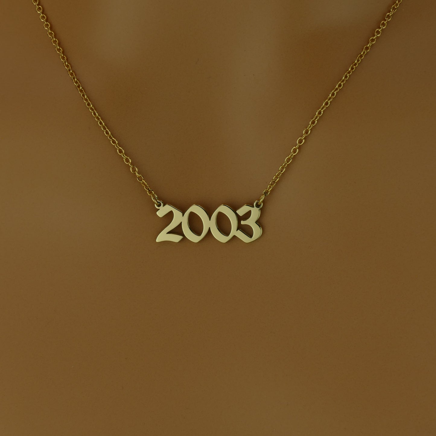 Old English Birth Year Necklace in Sterling Silver by Apsley and Heron