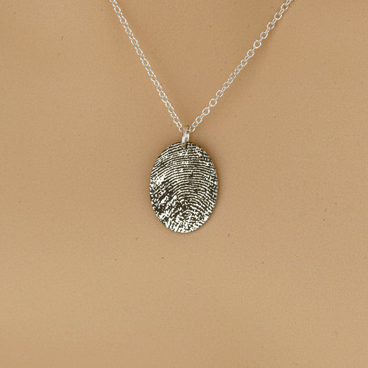 Personalised Fingerprint Necklace in Sterling Silver by Apsley and Heron
