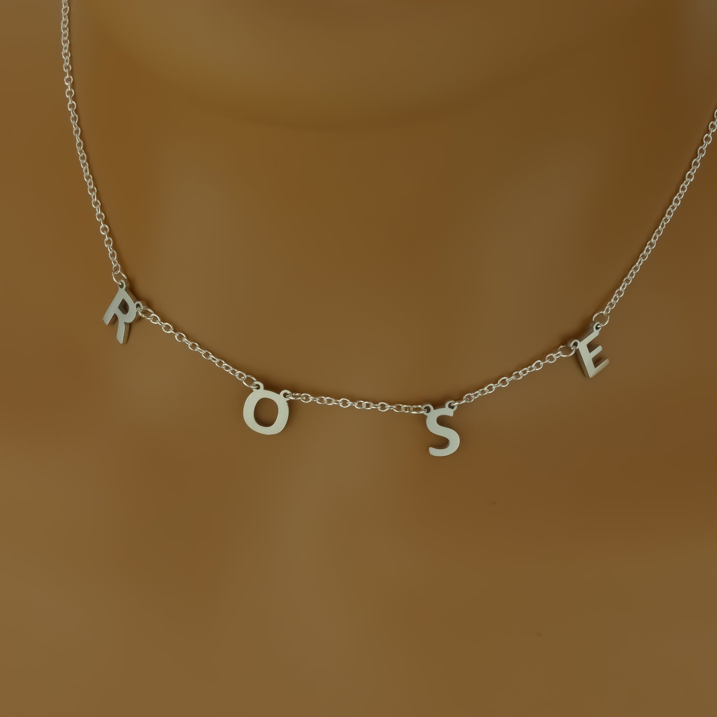 Personalised Hanging Spaced Letter Necklace in Sterling Silver by Apsley and Heron
