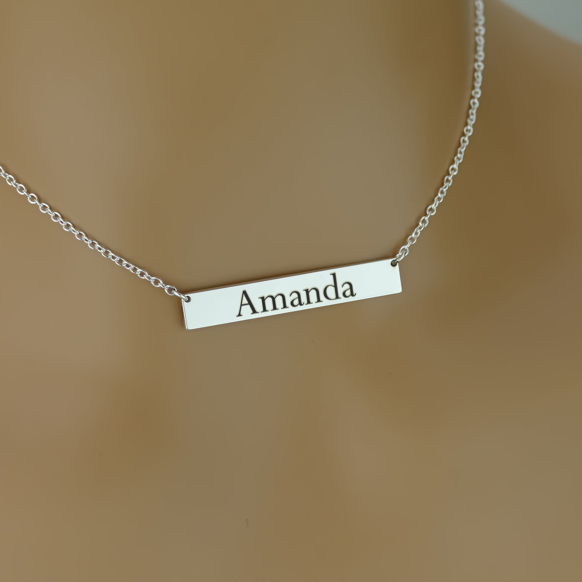 Personalised Name Bar Necklace in Sterling Silver by Apsley and Heron