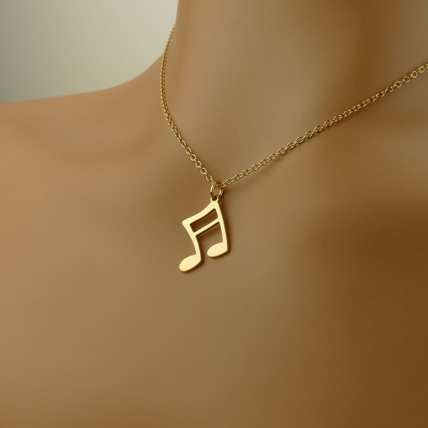 Beaming Quaver Music Note Necklace with 18ct Gold Plating