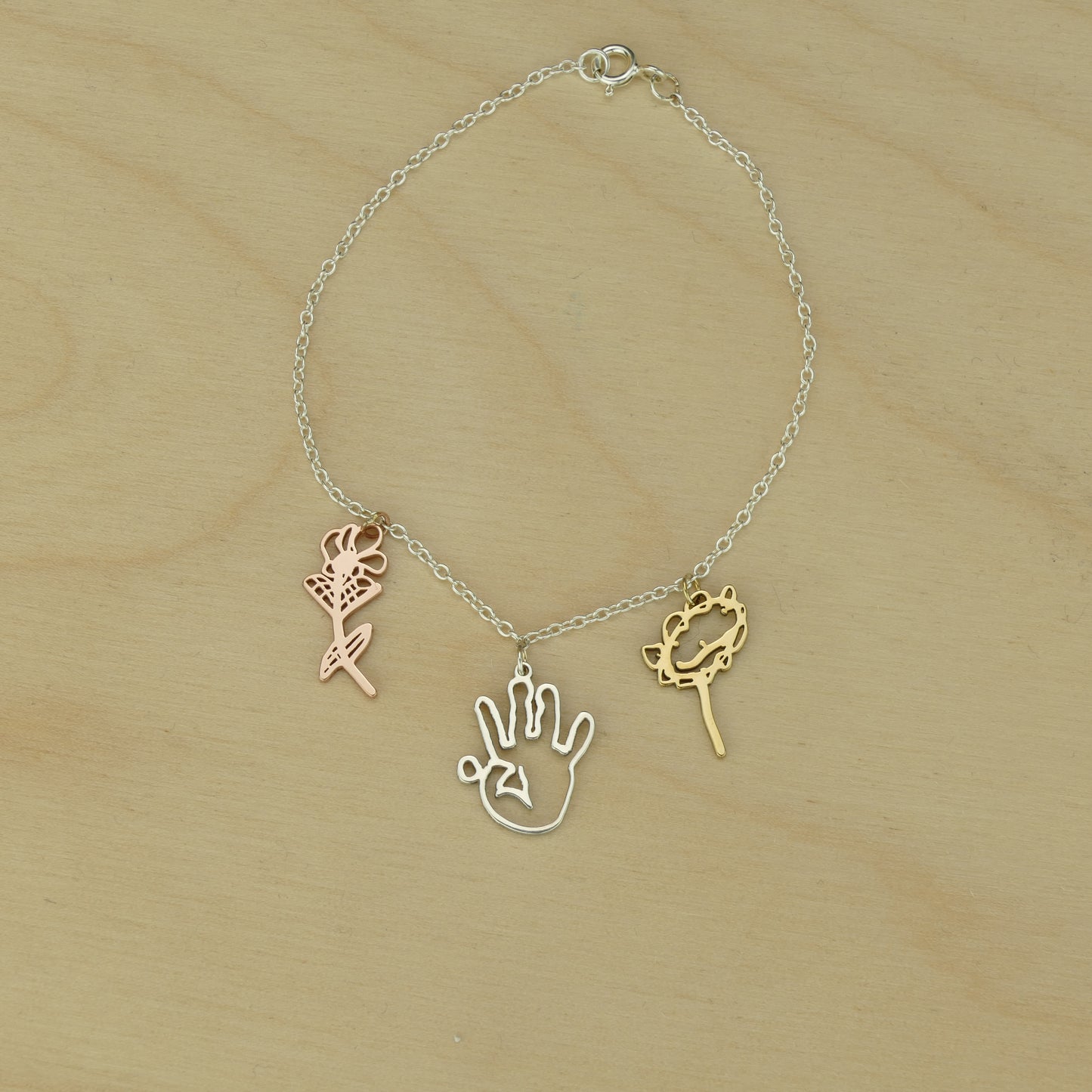 Children's Drawing Bracelet Charm in 9ct Rose Gold