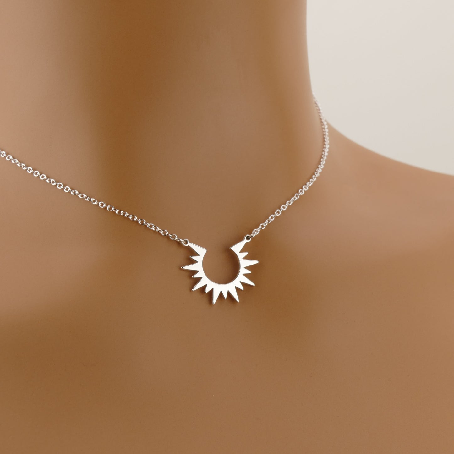 Sun Necklace in Sterling Silver by Apsley and Heron