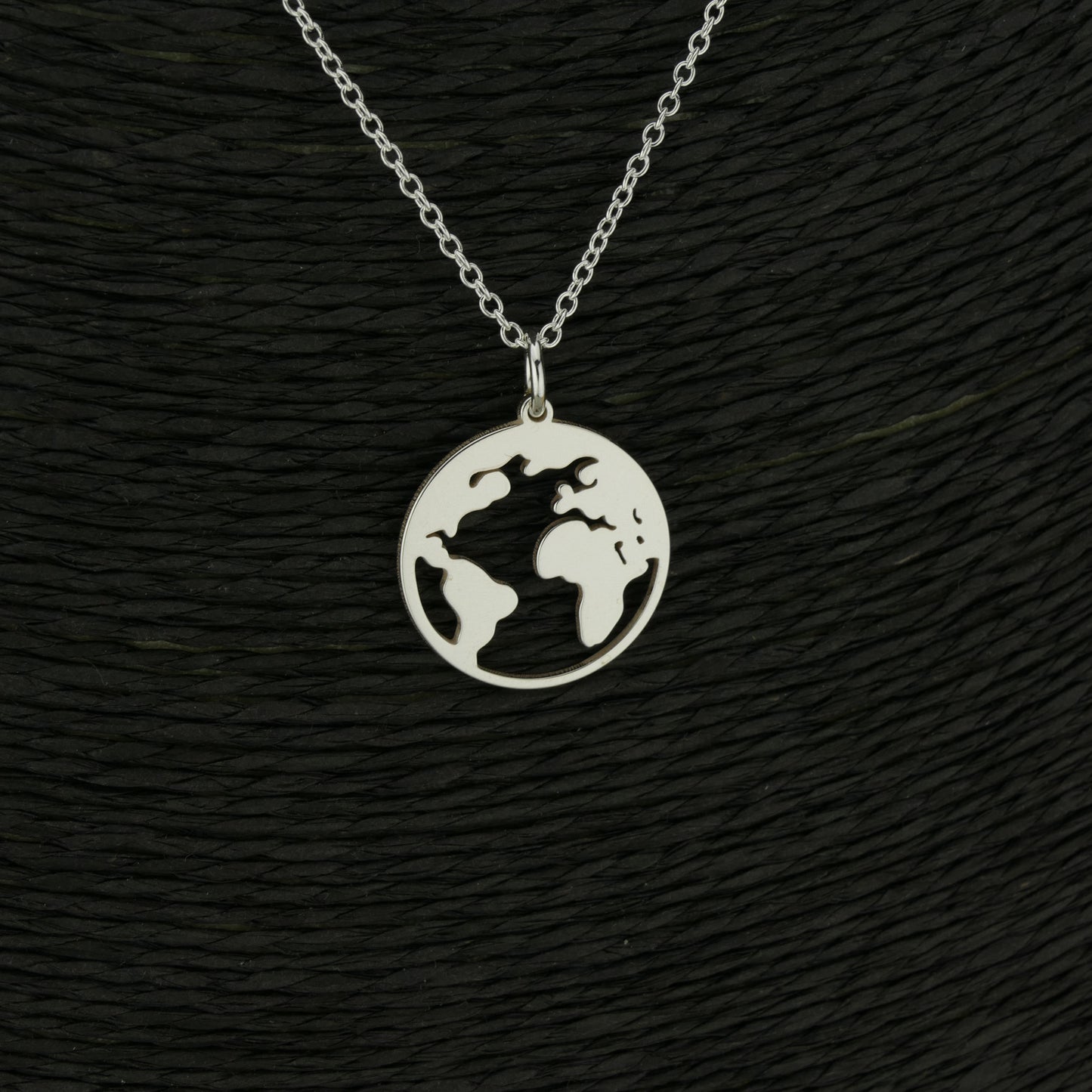 World Map Necklace in Sterling Silver by Apsley and Heron