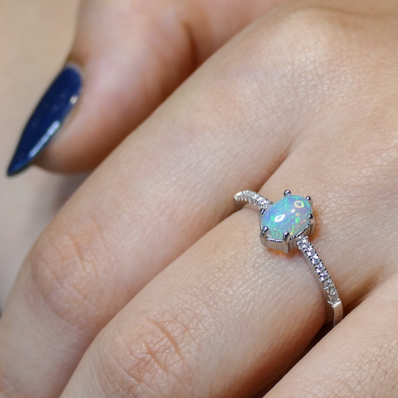 Silver Louise Opal Ring
