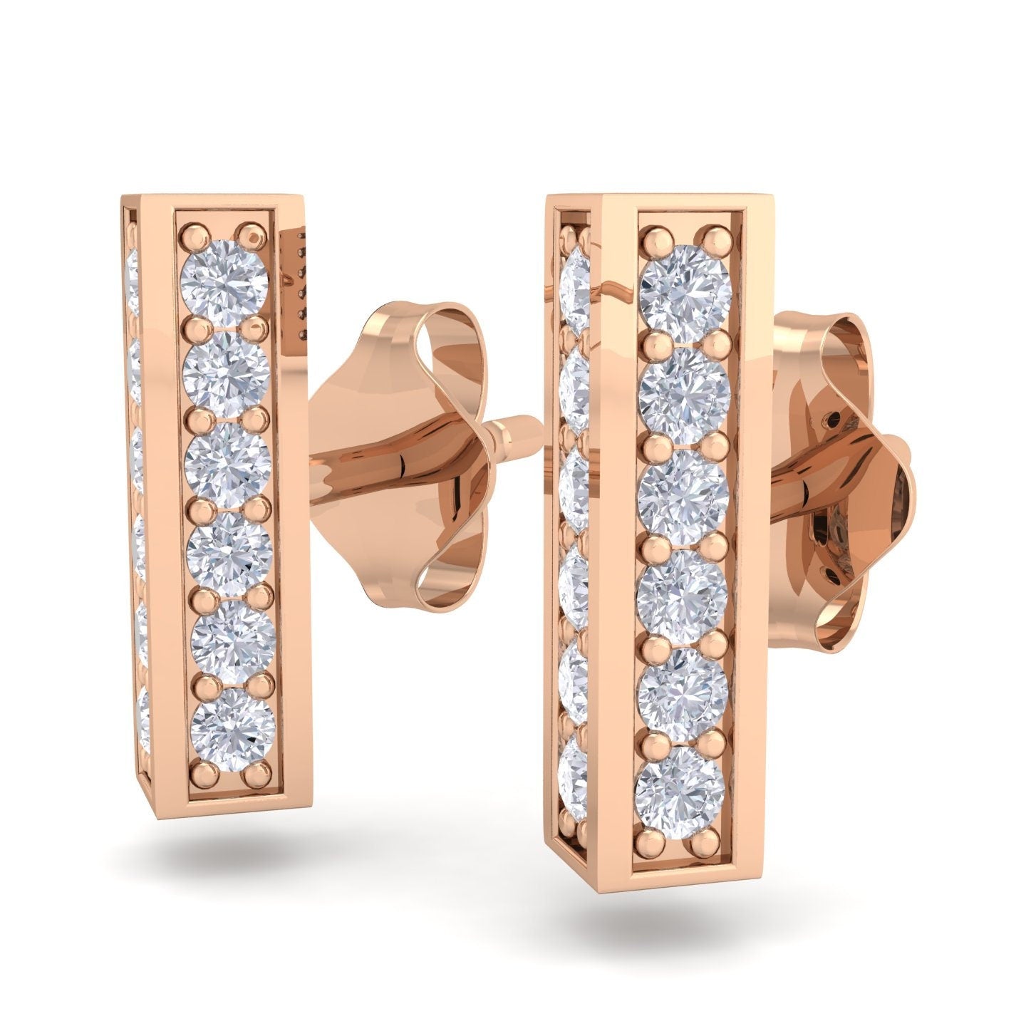 Square Pavé Bar Earstuds
