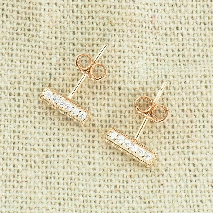 Square Pavé Bar Earstuds