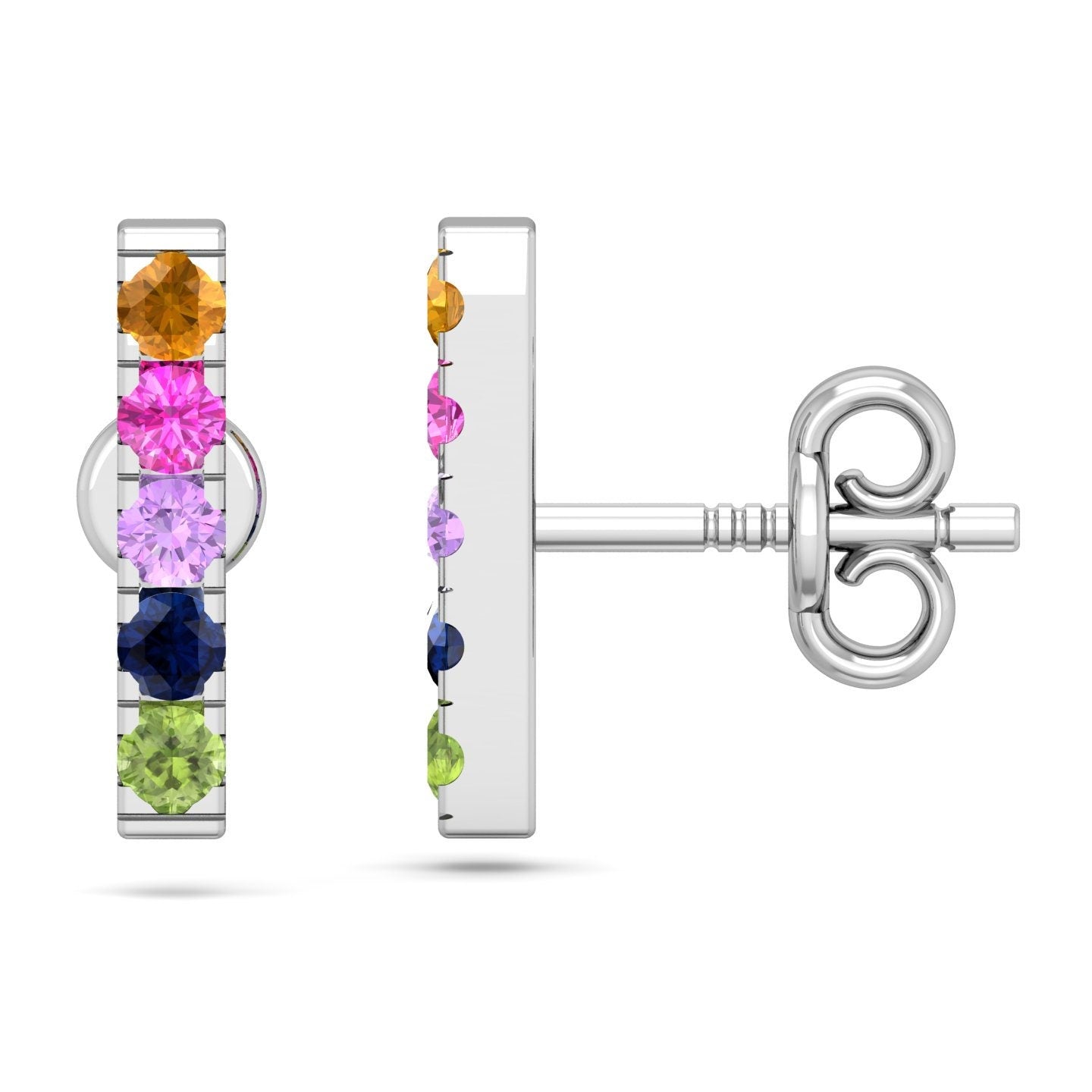 Rainbow Sapphire Bar Studs