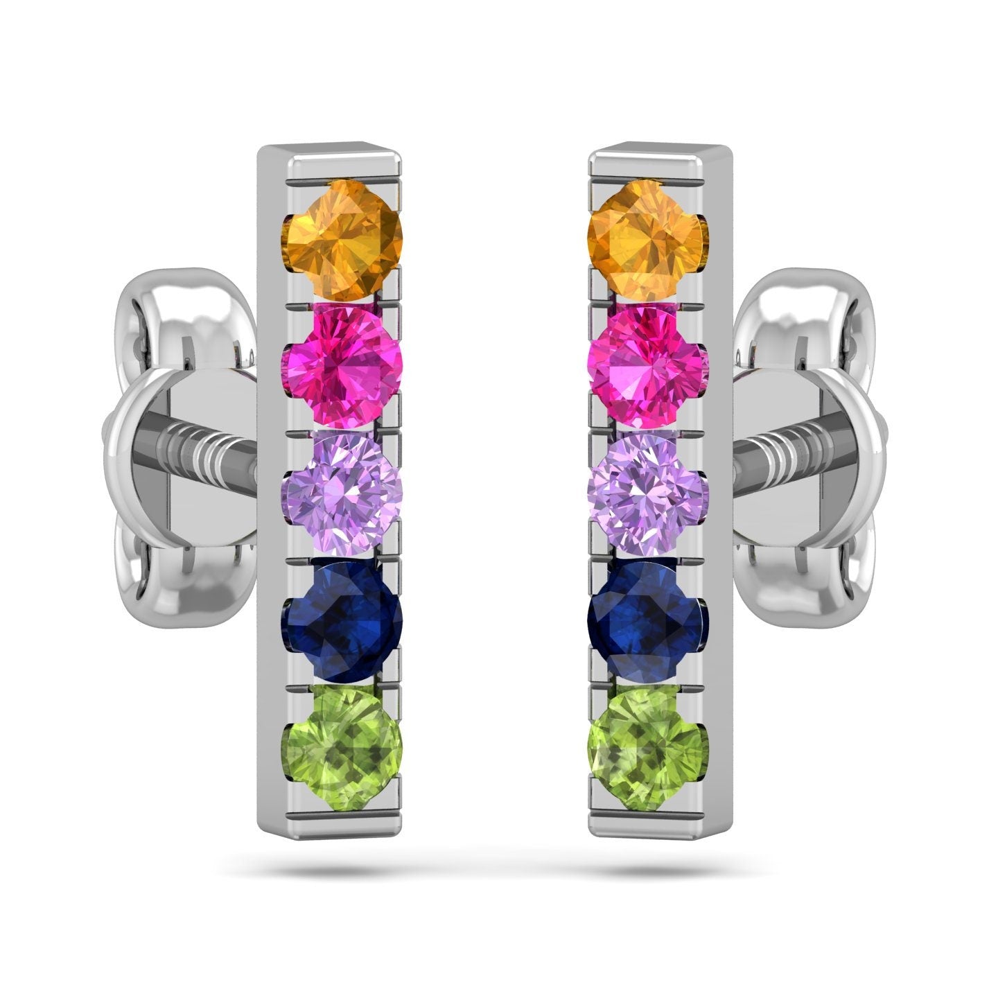 Rainbow Sapphire Bar Studs