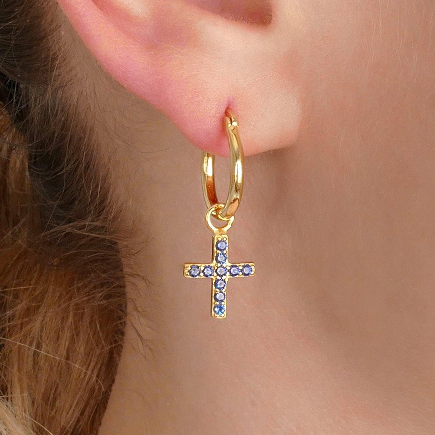 Huggie Cross Hoop Earrings
