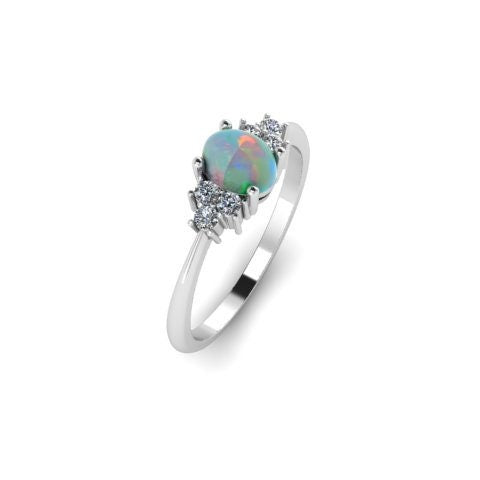 Sterling Silver Opal Cluster Ring