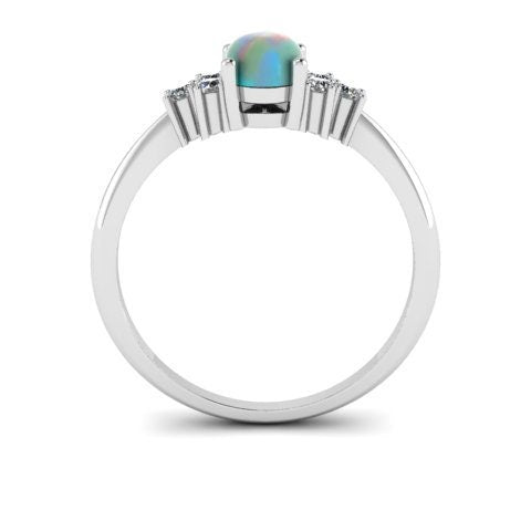 Sterling Silver Opal Cluster Ring