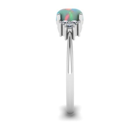 Sterling Silver Opal Cluster Ring