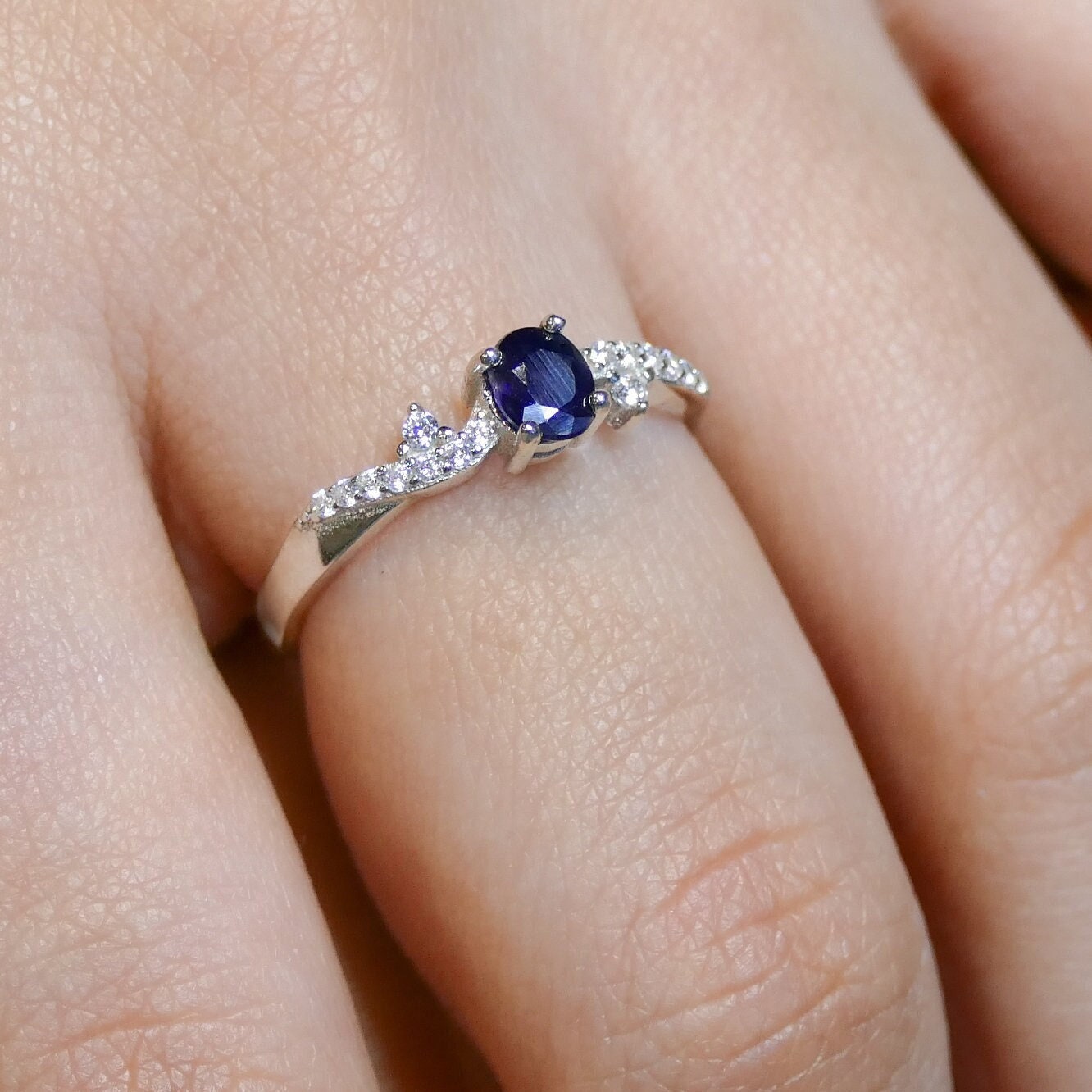 Blue Sapphire Twist Ring