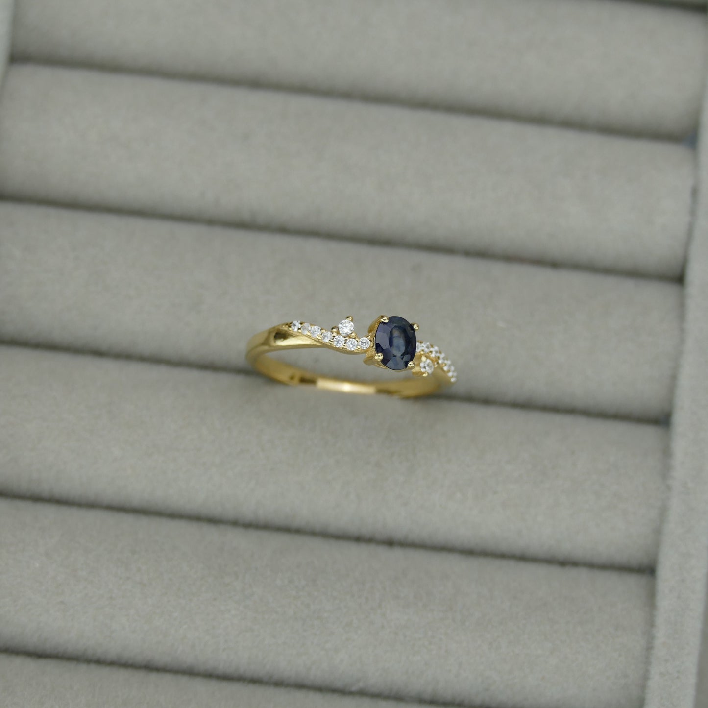 Blue Sapphire Twist Ring
