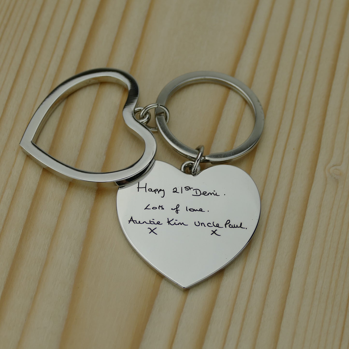 Heart Handwriting Engraved Keyring