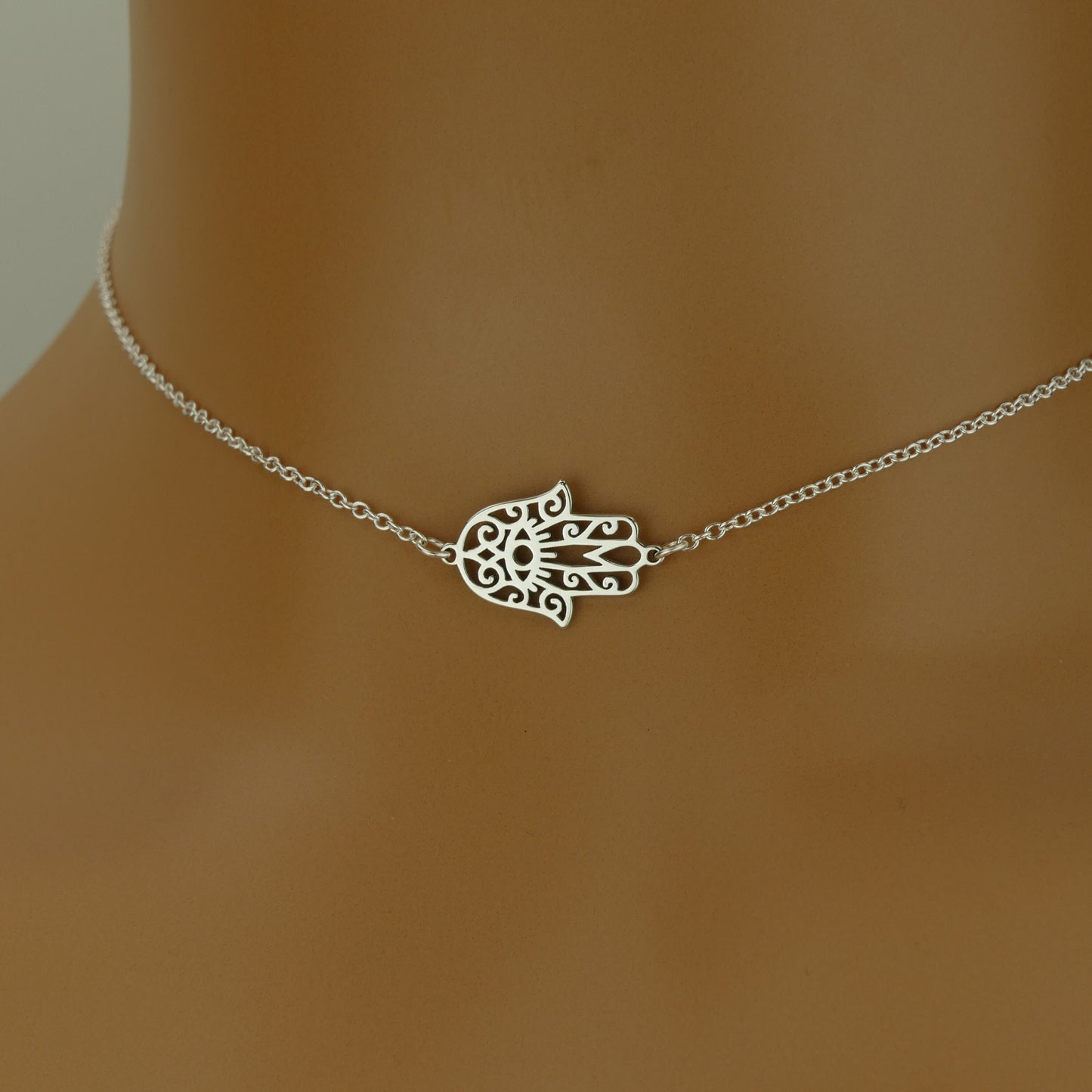 Hamsa Sideways Necklace