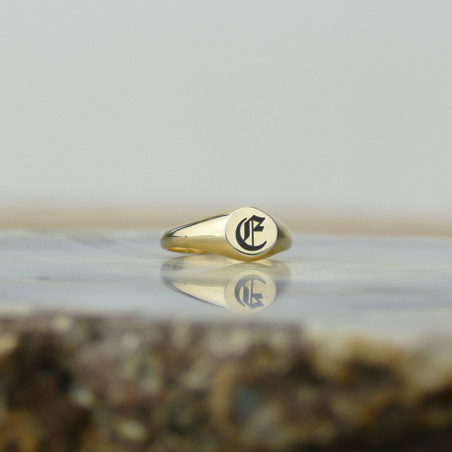 Personalised Initial Signet Ring in Gold by Apsley & Heron