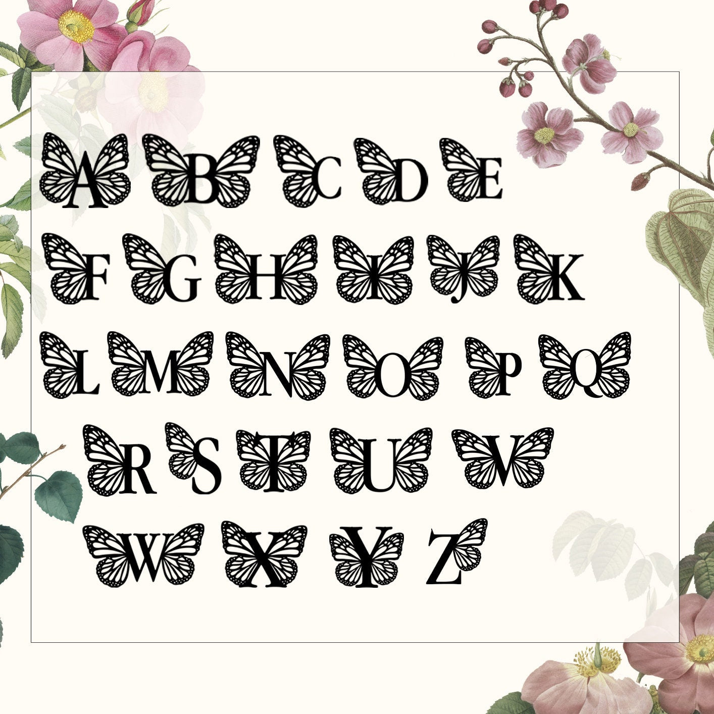 Personalised Butterfly Letter Necklace with Custom Initial
